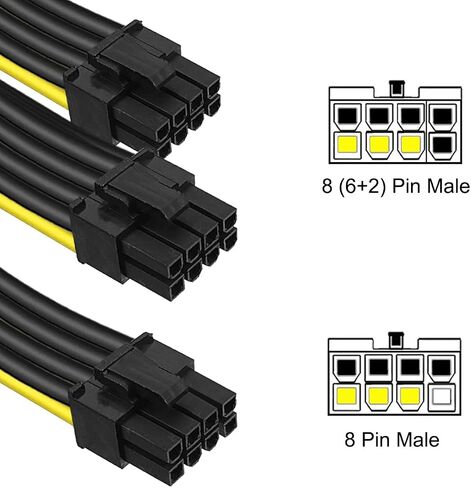 8 دبوس ذكر إلى ثنائي 2 × 8 دبوس (6+2) ذكر PCIe، GPU VGA 8 دبوس ذكر إلى 8 دبوس PCIe ذكر PCI Express كابل الطاقة بطاقة الرسومات سلك محول لـ Corsair، لـ Thermaltake لـ ARESGAME in Saudi Arabia