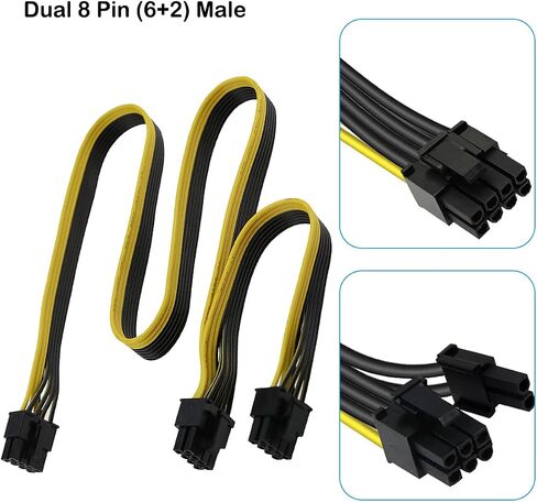 8 دبوس ذكر إلى ثنائي 2 × 8 دبوس (6+2) ذكر PCIe، GPU VGA 8 دبوس ذكر إلى 8 دبوس PCIe ذكر PCI Express كابل الطاقة بطاقة الرسومات سلك محول لـ Corsair، لـ Thermaltake لـ ARESGAME in Saudi Arabia