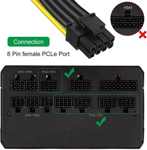 8 دبوس ذكر إلى ثنائي 2 × 8 دبوس (6+2) ذكر PCIe، GPU VGA 8 دبوس ذكر إلى 8 دبوس PCIe ذكر PCI Express كابل الطاقة بطاقة الرسومات سلك محول لـ Corsair، لـ Thermaltake لـ ARESGAME in Saudi Arabia