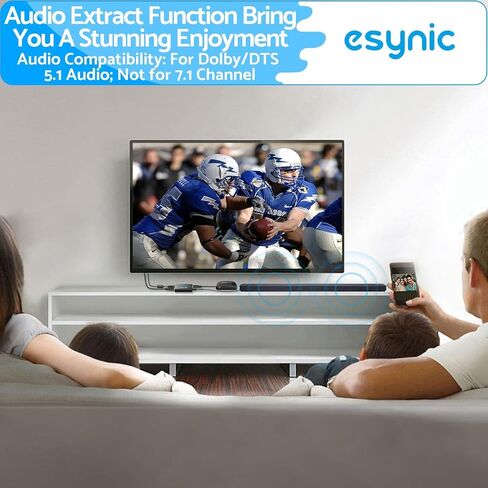 مستخرج الصوت HDMI المحمول من eSynic، مستخرج الصوت 4K، ABS HDMI، مستخرج الصوت البصري، التوصيل والتشغيل HDMI إلى المحول البصري يدعم 4K @ 30 هرتز/1080 بكسل لتجربة مشاهدة ممتازة in Kuwait