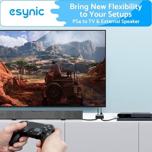 مستخرج الصوت HDMI المحمول من eSynic، مستخرج الصوت 4K، ABS HDMI، مستخرج الصوت البصري، التوصيل والتشغيل HDMI إلى المحول البصري يدعم 4K @ 30 هرتز/1080 بكسل لتجربة مشاهدة ممتازة in Kuwait