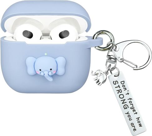 Wonhibo for Airpods 3 Case, Cute Kawaii Animal Cover for Airpod 3rd Gen 2021 Generation with Keychain (Animal Bear) in Kuwait