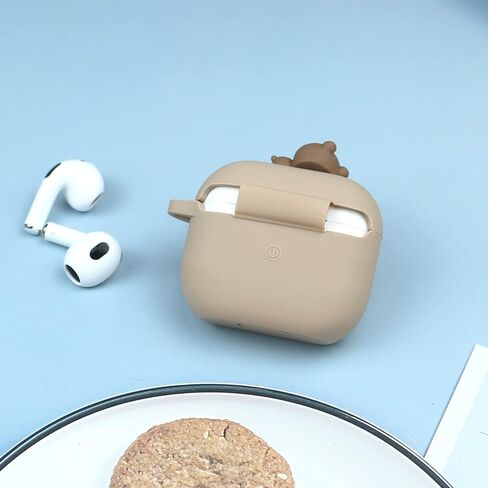 Wonhibo for Airpods 3 Case, Cute Kawaii Animal Cover for Airpod 3rd Gen 2021 Generation with Keychain (Animal Bear) in Kuwait