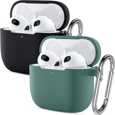 Adorve Compatible with AirPods 3 Case Cover with Keychain, Protective Silicone Skin Compatible with Apple AirPods 3rd Generation Wireless Charging Case (2021 Released), 2 Pack, Lavender, Turquoise in Saudi Arabia