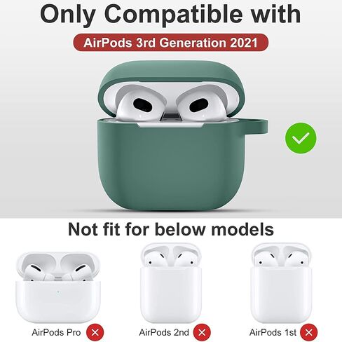 Adorve Compatible with AirPods 3 Case Cover with Keychain, Protective Silicone Skin Compatible with Apple AirPods 3rd Generation Wireless Charging Case (2021 Released), 2 Pack, Lavender, Turquoise in Saudi Arabia
