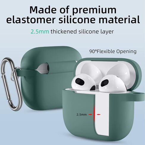 Adorve Compatible with AirPods 3 Case Cover with Keychain, Protective Silicone Skin Compatible with Apple AirPods 3rd Generation Wireless Charging Case (2021 Released), 2 Pack, Lavender, Turquoise in Saudi Arabia