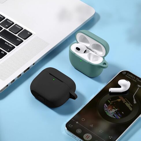 Adorve Compatible with AirPods 3 Case Cover with Keychain, Protective Silicone Skin Compatible with Apple AirPods 3rd Generation Wireless Charging Case (2021 Released), 2 Pack, Lavender, Turquoise in Saudi Arabia