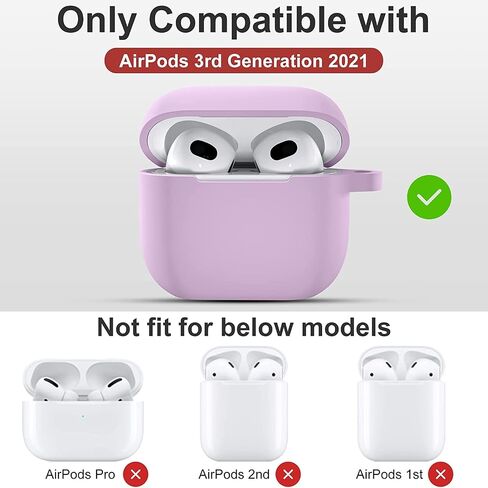 Adorve Compatible with AirPods 3 Case Cover with Keychain, Protective Silicone Skin Compatible with Apple AirPods 3rd Generation Wireless Charging Case (2021 Released), 2 Pack, Lavender, Turquoise in Saudi Arabia