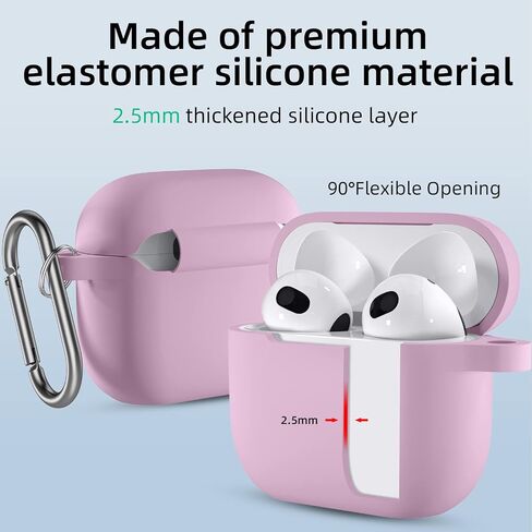 Adorve Compatible with AirPods 3 Case Cover with Keychain, Protective Silicone Skin Compatible with Apple AirPods 3rd Generation Wireless Charging Case (2021 Released), 2 Pack, Lavender, Turquoise in Saudi Arabia