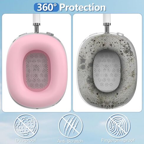 Silicone Ear Pads Case Cover for AirPods Max Headphones Cushions, Sweatproof, Anti-Scratch Accessories Soft Silicone Protector for Apple AirPods Max (Black) in Saudi Arabia