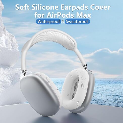 Silicone Ear Pads Case Cover for AirPods Max Headphones Cushions, Sweatproof, Anti-Scratch Accessories Soft Silicone Protector for Apple AirPods Max (Black) in Saudi Arabia