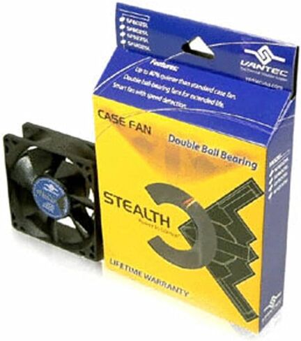 Vantec Stealth SF8025L 80x80x25mmDouble Ball Bearing Silent Case Fan (Black) in Saudi Arabia