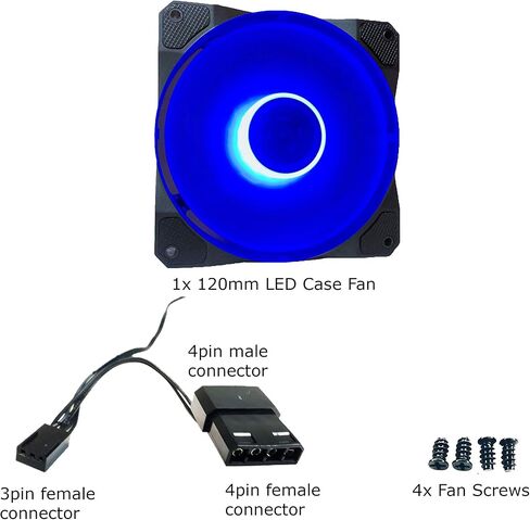 APEVIA CO12L-BL Cosmos 120mm Blue LED Ultra Silent Case Fan مع 16 LEDs ووسادات مطاطية مضادة للاهتزاز in Kuwait