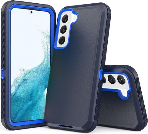 Phone Case for Samsung Galaxy S22 case,Heavy Duty Hard Shockproof Armor Protector Case Cover with Belt Clip Holster for Samsung S22 5G 2022 Phone Case (Navy Blue) in Saudi Arabia