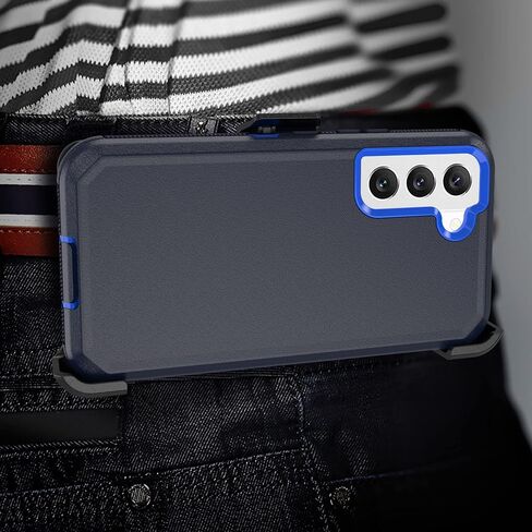 Phone Case for Samsung Galaxy S22 case,Heavy Duty Hard Shockproof Armor Protector Case Cover with Belt Clip Holster for Samsung S22 5G 2022 Phone Case (Navy Blue) in Saudi Arabia