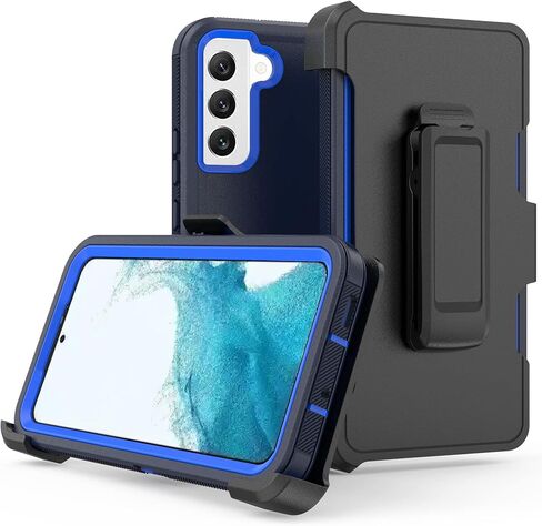Phone Case for Samsung Galaxy S22 case,Heavy Duty Hard Shockproof Armor Protector Case Cover with Belt Clip Holster for Samsung S22 5G 2022 Phone Case (Navy Blue) in Saudi Arabia