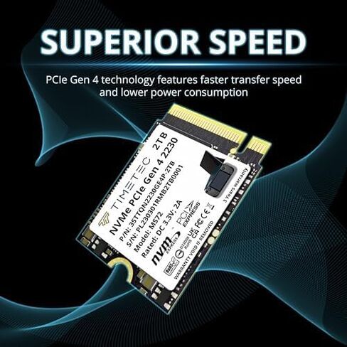 Timetec 2TB M.2 2230 SSD NVMe PCIe Gen4x4 قراءة تصل إلى 7000 ميجابايت/ثانية متوافقة مع Steam Deck وASUS ROG Ally وMicrosoft Surface pro 9/ pro 8/pro 7+/pro X/laptop3/laptop4/laptop go/book3، أجهزة كمبيوتر صغيرة in Saudi Arabia