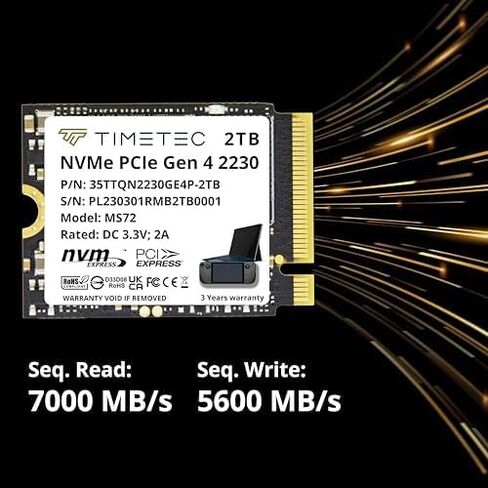 Timetec 2TB M.2 2230 SSD NVMe PCIe Gen4x4 قراءة تصل إلى 7000 ميجابايت/ثانية متوافقة مع Steam Deck وASUS ROG Ally وMicrosoft Surface pro 9/ pro 8/pro 7+/pro X/laptop3/laptop4/laptop go/book3، أجهزة كمبيوتر صغيرة in Saudi Arabia
