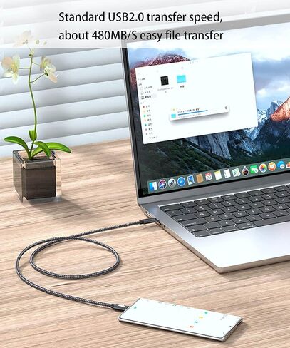كابل شحن USB C إلى USB C فائق السرعة 20FT 240W، كابل شحن مجدول من النايلون من النوع C إلى النوع C متوافق مع iPhone 15، iPad Air 5/4، iPad Mini 6، MacBook Pro/Air، Samsung Galaxy S24/S23، بكسل (رمادي) ) in Kuwait