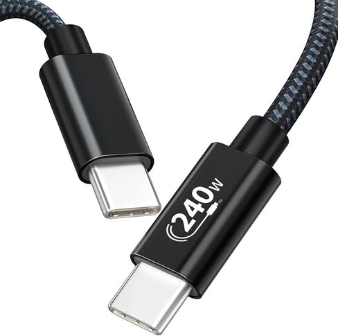 كابل شحن USB C إلى USB C فائق السرعة 20FT 240W، كابل شحن مجدول من النايلون من النوع C إلى النوع C متوافق مع iPhone 15، iPad Air 5/4، iPad Mini 6، MacBook Pro/Air، Samsung Galaxy S24/S23، بكسل (رمادي) ) in Kuwait