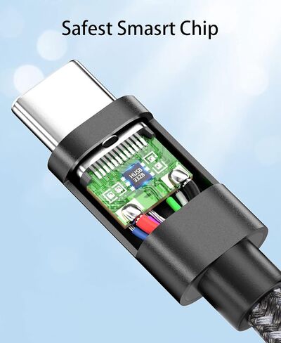 كابل شحن USB C إلى USB C فائق السرعة 20FT 240W، كابل شحن مجدول من النايلون من النوع C إلى النوع C متوافق مع iPhone 15، iPad Air 5/4، iPad Mini 6، MacBook Pro/Air، Samsung Galaxy S24/S23، بكسل (رمادي) ) in Kuwait
