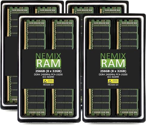 NEMIX RAM 256GB (8X32GB) DDR4 2400MHZ PC4-19200 2Rx4 1.2V 288-PIN ECC RDIMM مجموعة ذاكرة الخادم المسجلة in Kuwait