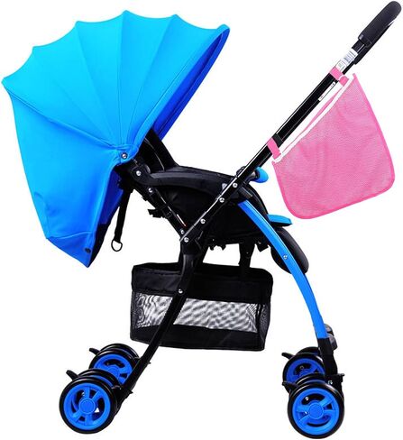 2 Pack Universal Side Sling Stroller Mesh Cargo Net and Organizer, Extra Stroller Storage Space, Non-Slip and Adjustable Straps (Pink) Type-C Convertor in Saudi Arabia