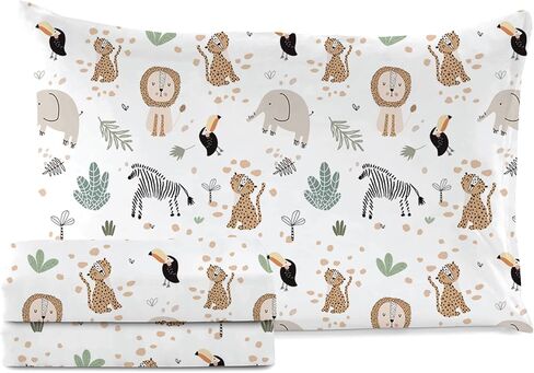 100% Cotton 210TC Kids Bedsheet, Twin Sheets Set for Toddler bed, 3 Piece Bedding Set Including Flat Sheet, Fitted Sheet, and Pillowcase, Themed Sheets for a Playful Kids Bed (Summerland) in Saudi Arabia
