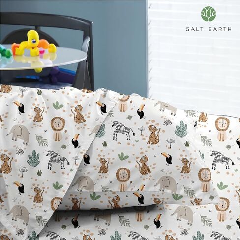 100% Cotton 210TC Kids Bedsheet, Twin Sheets Set for Toddler bed, 3 Piece Bedding Set Including Flat Sheet, Fitted Sheet, and Pillowcase, Themed Sheets for a Playful Kids Bed (Summerland) in Saudi Arabia
