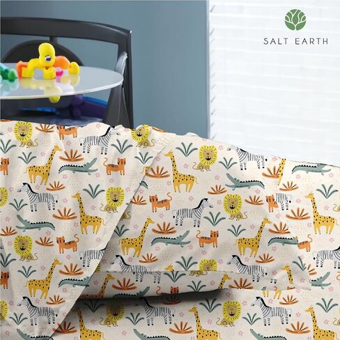 100% Cotton 210TC Kids Bedsheet, Twin Sheets Set for Toddler bed, 3 Piece Bedding Set Including Flat Sheet, Fitted Sheet, and Pillowcase, Themed Sheets for a Playful Kids Bed (Summerland) in Saudi Arabia