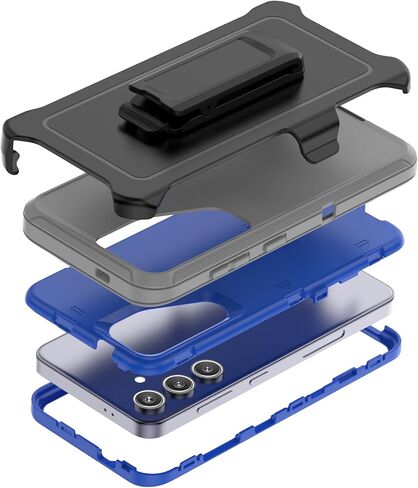 Compatible with Samsung Galaxy S24 Plus Case, with Belt Clip Holster Heavy Duty Rugged Shockproof Full Body Protection Kickstand Cover for Samsung Galaxy S24 Plus Phone (Black) in Kuwait