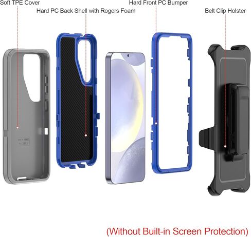 Compatible with Samsung Galaxy S24 Plus Case, with Belt Clip Holster Heavy Duty Rugged Shockproof Full Body Protection Kickstand Cover for Samsung Galaxy S24 Plus Phone (Black) in Kuwait