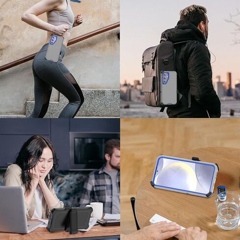 Compatible with Samsung Galaxy S24 Plus Case, with Belt Clip Holster Heavy Duty Rugged Shockproof Full Body Protection Kickstand Cover for Samsung Galaxy S24 Plus Phone (Black) in Kuwait