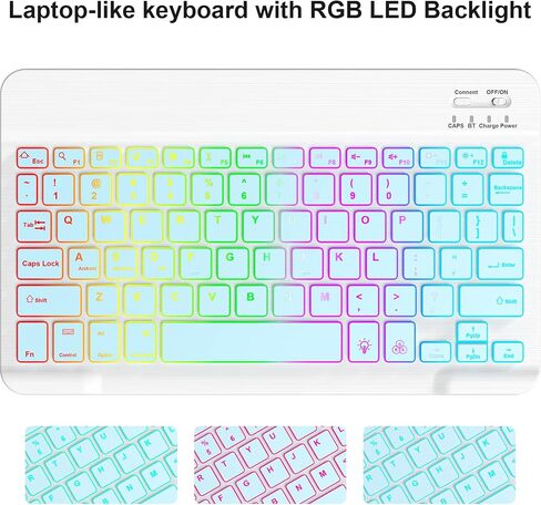 Keyboard Case for iPad 10.2 9th/8th/7th Gen,7 Color Backlit Removable Bluetooth Wireless iPad Case Keyboard with Pencil Holder - iPad 9th/8th/7th Generation Case with Keyboard, in Saudi Arabia