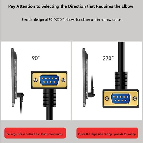 DB9 RS232 Serial Port Cable Down Right Angle Male to Female 9 Pin Gold Plated RS232 COM Port Connection Cable (1 Meter) in Saudi Arabia