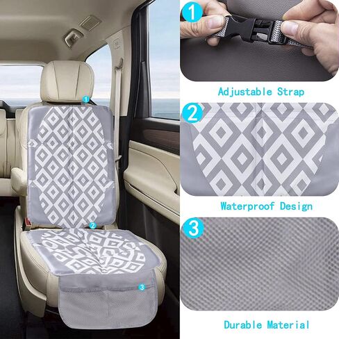 واقي مقعد السيارة من فوربي لغطاء مقعد السيارة للأطفال|بطانة سميكة غير قابلة للانزلاق وأكبر حجم تغطية لجميع المقاعد|زوايا معززة من القماش المقاوم للماء من البولي فينيل كلوريد مع جيبين كبيرين للتخزين in Kuwait