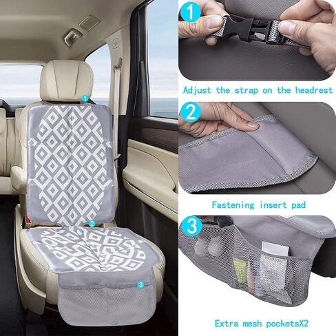 واقي مقعد السيارة من فوربي لغطاء مقعد السيارة للأطفال|بطانة سميكة غير قابلة للانزلاق وأكبر حجم تغطية لجميع المقاعد|زوايا معززة من القماش المقاوم للماء من البولي فينيل كلوريد مع جيبين كبيرين للتخزين in Kuwait