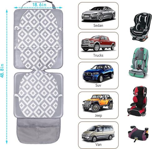 واقي مقعد السيارة من فوربي لغطاء مقعد السيارة للأطفال|بطانة سميكة غير قابلة للانزلاق وأكبر حجم تغطية لجميع المقاعد|زوايا معززة من القماش المقاوم للماء من البولي فينيل كلوريد مع جيبين كبيرين للتخزين in Kuwait