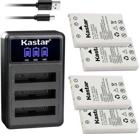 Kastar EN-EL5 LCD Triple USB Battery Charger Compatible with Nikon Coolpix 3700, Coolpix 4200, Coolpix 5200, Coolpix 5900, Coolpix 7900, Coolpix P3, Coolpix P4, Coolpix P80, Coolpix P90 Cameras in Saudi Arabia