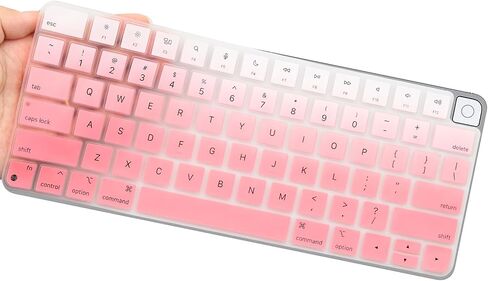 غطاء لوحة المفاتيح لجهاز Apple Magic Keyboard 3/Apple iMac 24 بوصة Magic مع معرف اللمس، أنحف غطاء لوحة المفاتيح لـ 2022 2021 iMac 24 Model A2449 A2450 M1 Chip Keyboard-Ombre Pink... in Saudi Arabia