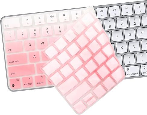 غطاء لوحة المفاتيح لجهاز Apple Magic Keyboard 3/Apple iMac 24 بوصة Magic مع معرف اللمس، أنحف غطاء لوحة المفاتيح لـ 2022 2021 iMac 24 Model A2449 A2450 M1 Chip Keyboard-Ombre Pink... in Saudi Arabia