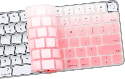 غطاء لوحة المفاتيح لجهاز Apple Magic Keyboard 3/Apple iMac 24 بوصة Magic مع معرف اللمس، أنحف غطاء لوحة المفاتيح لـ 2022 2021 iMac 24 Model A2449 A2450 M1 Chip Keyboard-Ombre Pink... in Saudi Arabia