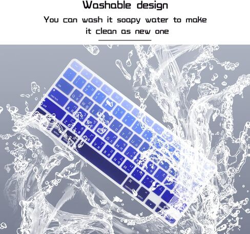 غطاء حماية للوحة المفاتيح من السيليكون بأحرف صينية تايوانية HRH لجهاز MacBook Air 13، لجهاز Macbook Pro 13/15/17 (مع أو بدون شاشة Retina، 2015 أو إصدار أقدم) ولجهاز iMac Older USA-Ombre Blue in Kuwait