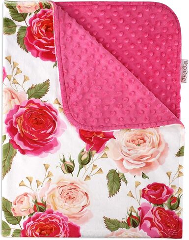 Top Tots Baby Blanket - Hot Pink on White Roses in Saudi Arabia