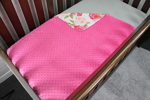 Top Tots Baby Blanket - Hot Pink on White Roses in Saudi Arabia