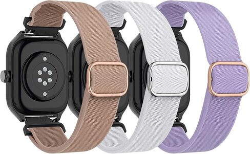 3 عبوات من الأربطة المصنوعة من النايلون القابلة للتمدد متوافقة مع Amazfit Active/GTS 4/4 Mini/GTS 3/GTS/GTS 2/2 Mini/2e/Bip 3/3 Pro/Bip/Bip Lite/Bip S/U/U Pro/GTR 42 مم /GTR Mini، حزام من القماش المرن مقاس 20 مم in Kuwait