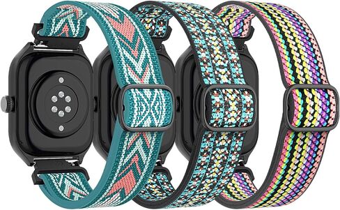 3 عبوات من الأربطة المصنوعة من النايلون القابلة للتمدد متوافقة مع Amazfit Active/GTS 4/4 Mini/GTS 3/GTS/GTS 2/2 Mini/2e/Bip 3/3 Pro/Bip/Bip Lite/Bip S/U/U Pro/GTR 42 مم /GTR Mini، حزام من القماش المرن مقاس 20 مم in Kuwait