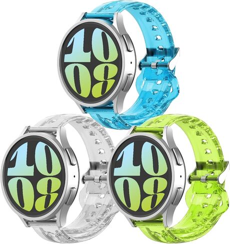 3 Pack Clear Band Compatible with Samsung Galaxy Watch 6/5/4 Band 40mm 44mm, Galaxy Watch 5 Pro 45mm, Galaxy active 2, Galaxy Watch 3, 20mm TPU Replacement Sport Strap for Women Men in Saudi Arabia