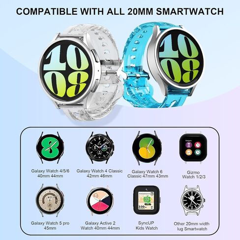 3 Pack Clear Band Compatible with Samsung Galaxy Watch 6/5/4 Band 40mm 44mm, Galaxy Watch 5 Pro 45mm, Galaxy active 2, Galaxy Watch 3, 20mm TPU Replacement Sport Strap for Women Men in Saudi Arabia