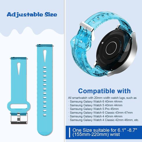 3 Pack Clear Band Compatible with Samsung Galaxy Watch 6/5/4 Band 40mm 44mm, Galaxy Watch 5 Pro 45mm, Galaxy active 2, Galaxy Watch 3, 20mm TPU Replacement Sport Strap for Women Men in Saudi Arabia